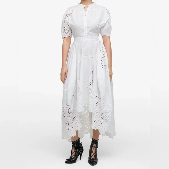 ZARA NWT LIMITED EDITION EMBROIDERED POPLIN DRESS OYSTER WHITE SIZE S